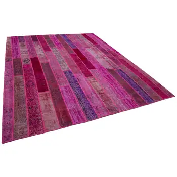 

252x308 Cm Pink Handmade Modern Patchwork Rug-8x10 Ft