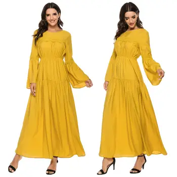 

Women Pleated Long Abaya Dress Muslim Kaftan Dubai Cocktail Party Gown Jilbab Arab Lace Patchwork Islamic Clothing Fashion Gown