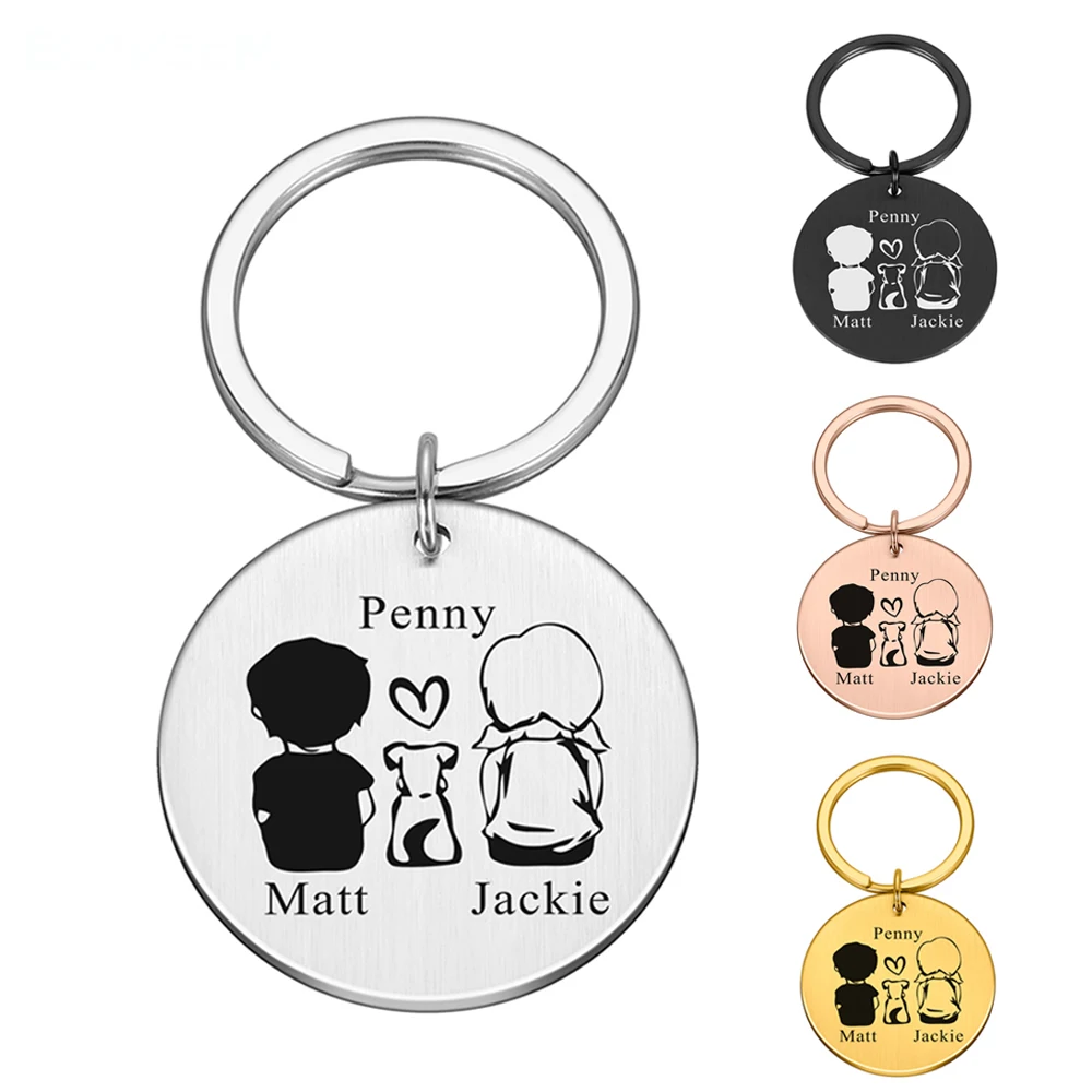 Personalized Valentines Day Gift Keychain Custom Name Key Chain Gift for Boyfriend Dog