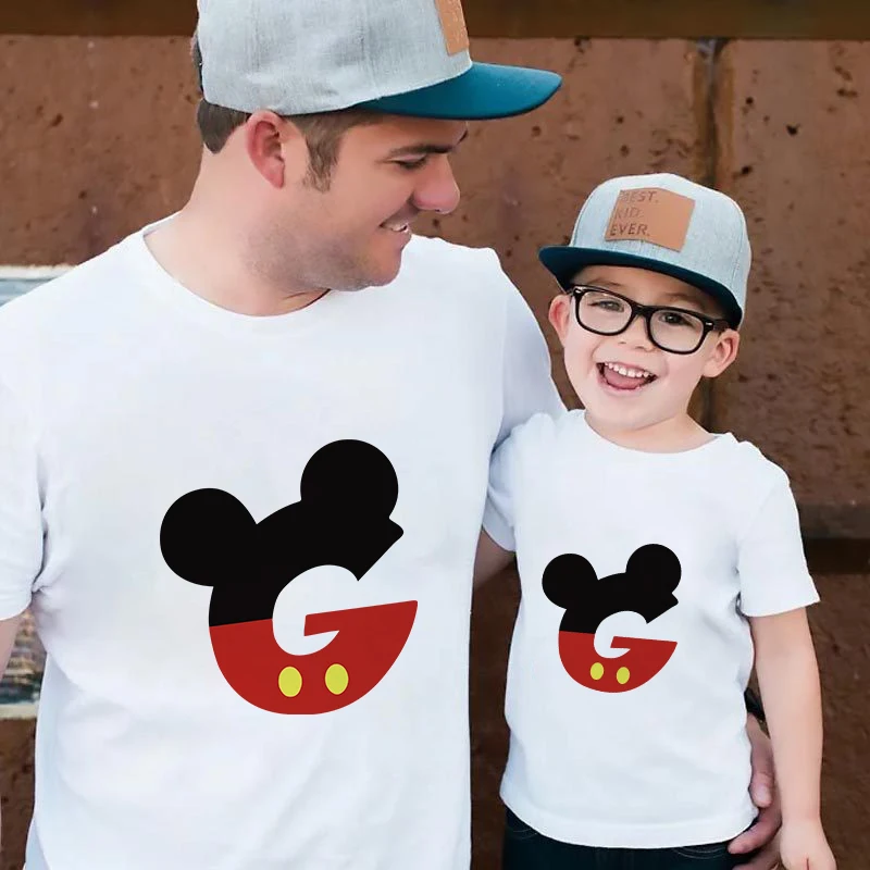 aunt and niece matching outfits Lovely T Shirts For Family Summer Tees Tops Streetwear Fashion Mickey Mouse Disney Print Harajuku Tshirts Family Matching Look family xmas outfits Family Matching Outfits