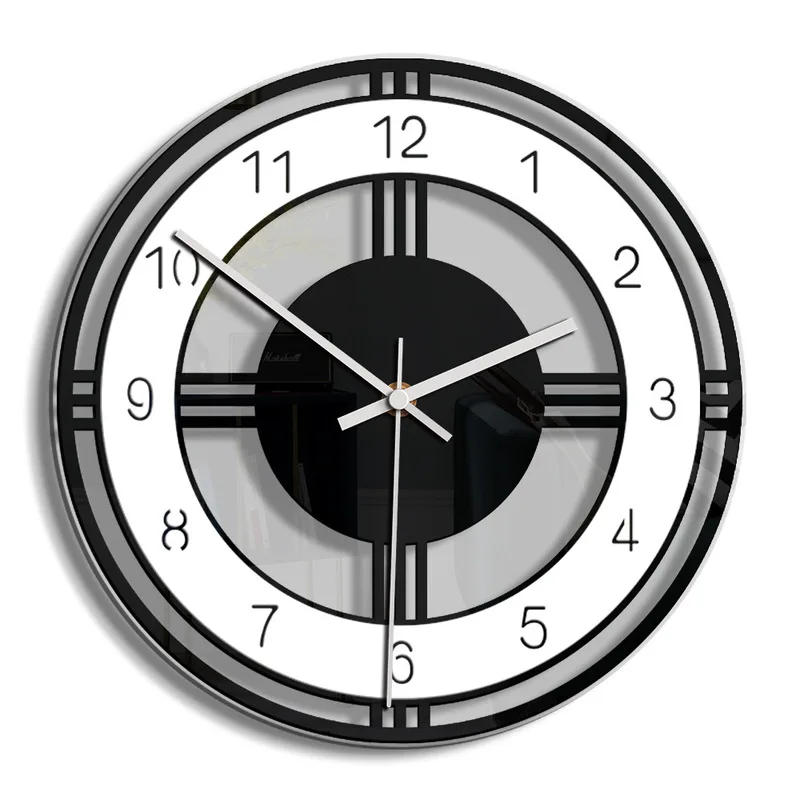 Винтажные 3D настенные часы современный дизайн акриловый маятник Креативные Часы для гостиной украшения дома подвесные большие настенные часы - Цвет: Черный