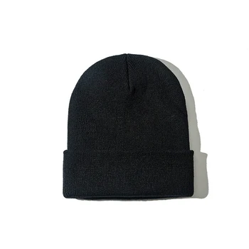 

Solid color knitted hat female wild fashion hooded hat autumn and winter warm wool hat male