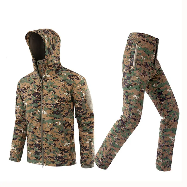 Высоковетрозащитные термальные велосипедные костюмы, Тактическая Военная куртка+ брюки, водонепроницаемая одежда для альпинизма и охоты - Цвет: Digistal Woodland