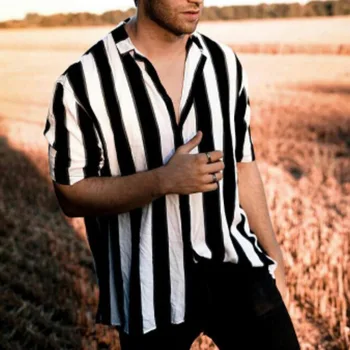 

2020 New Stripe casual men Shirt Short Sleeve Shirt men fasion Striped