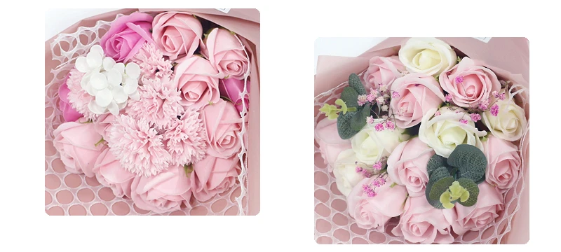 JAROWN Soap Flower Rose Artificial Flower Bouquet Pink Rose Fake Flower Wedding Decoration Valentines Day Birthday Gift Flower Home Decor (22)