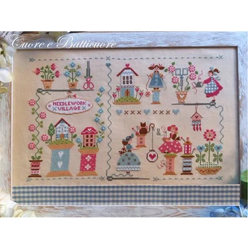 

3TH Lovely Counted Cross Stitch Kit Needlework Village Little Girl and Flowers Sewing Sew