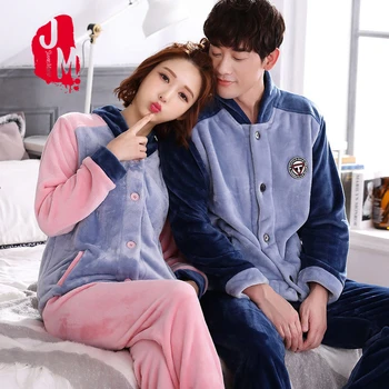 

Sleepwear Women Winter Long Sleeve Flannel Pijamas Women Warm Thick Coral Fleece Pyjamas For Winter Home Suit Pajamas For Woman