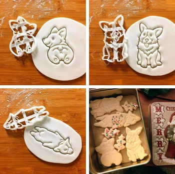 

3 Type 3Pcs/set Cute Corgi Dog Shaped Cookie Cutters Mold Kitchenware Bakeware DIY Tool