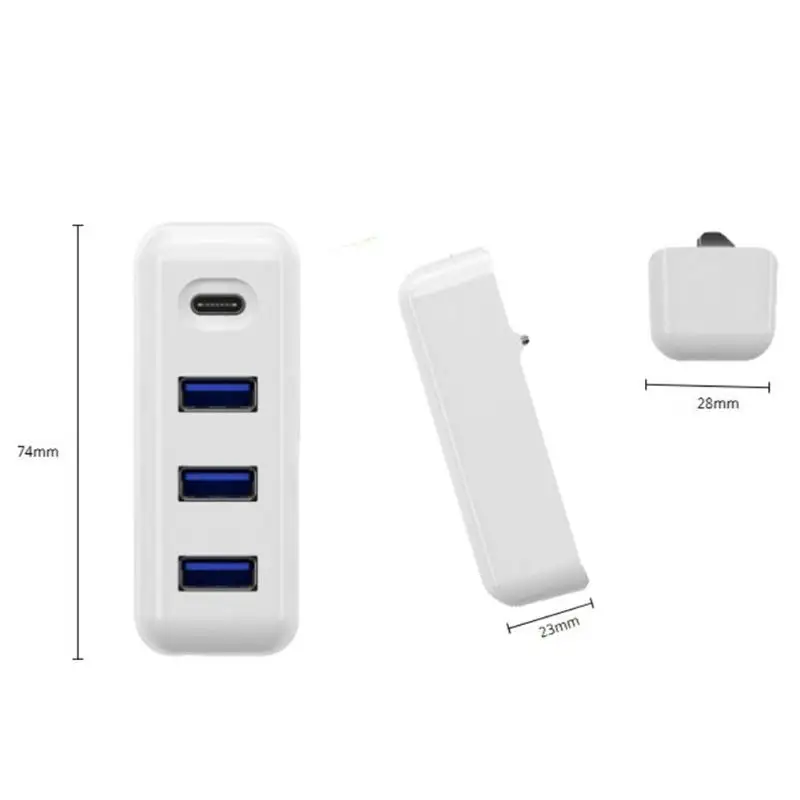 TC04 Расширительная док-станция 3 порта 2 USB 3,0 type-C Быстрая Зарядка адаптер питания защита цепи небольшой тонкий мини usb-хаб для MacBook - Цвет: A
