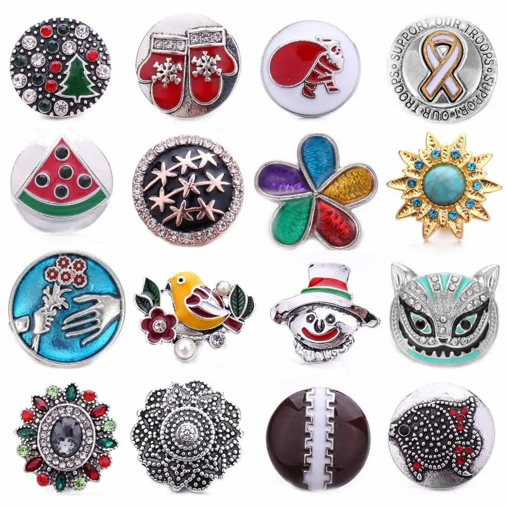 5pcs/lot New Snap Button Jewelry Bracelets Charm Metal Crystal Rhinestone Colorful 18mm Buttons Fit DIY Bracelet | Украшения и