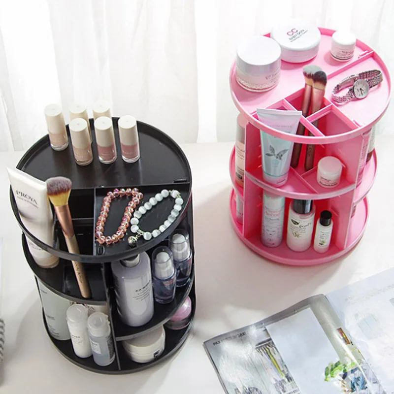 Top New 360-degree Rotating Makeup Organizer Brush Holder Jewelry Organizer Case Jewelry Makeup Cosmetic Storage Box Shelf