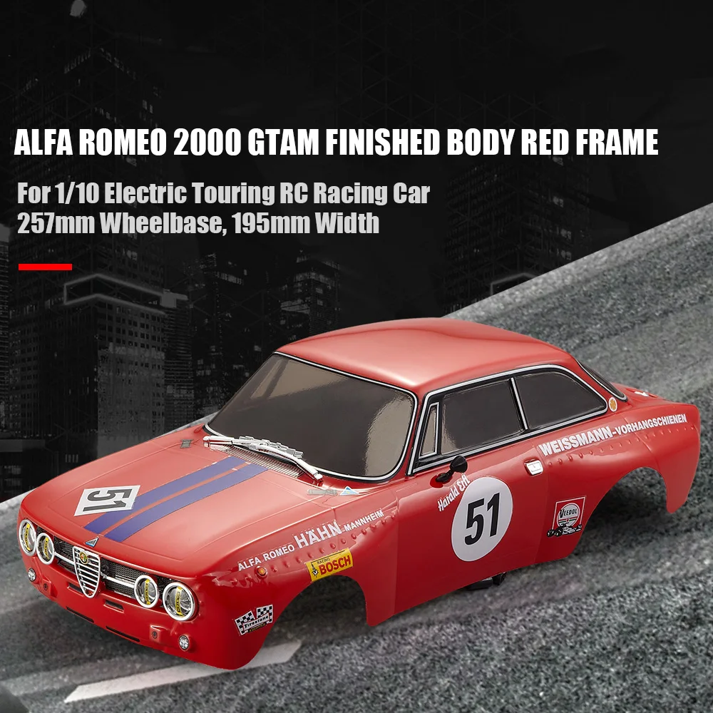 KillerBody 48251 257 мм Alfa 2000 GTAm готовый корпус красная рамка для 1/10 Электрический