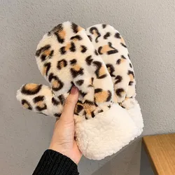 Woman Winter Korean Design Fashion Retro Leopard Gloves Student Thicken Keep Warm Cycling Windproof Glove C341