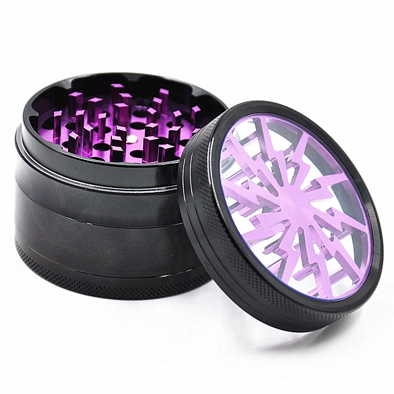 

63MM Lightning-shaped 4 Layers Aluminium Alloy Smoking We ed Herb Grinders Tobacco Cigarette Lightn ing Grinder Fumar Hierba