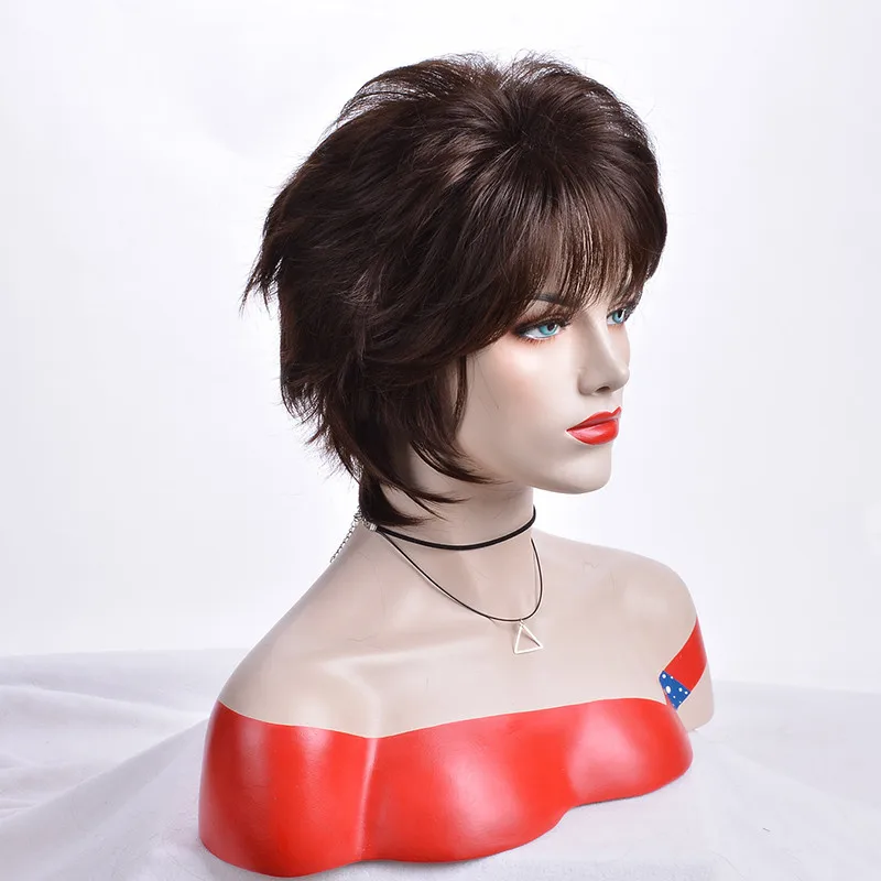 MSIWIGS короткий синтетический коричневый Пикси для женщин Пушистый прямой