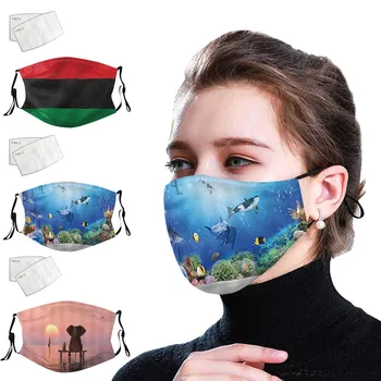 

1pcs Reusable 3d Print Mouth Mask Face Cover Pm2.5 Anti-dust Face Cover Mask Activated Carbon Filter Windproof 2pc Masks Masque