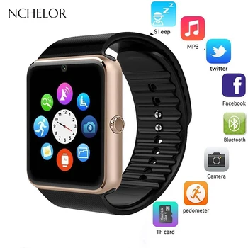 

GT08 Smart Watch Bluetooth Call Message Push with Touch Screen Big Battery Support TF SIM Card Camera Men's Watch for Xiaomi IOS
