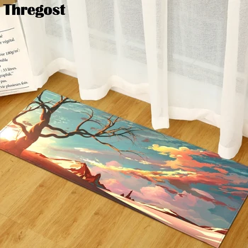 

Thregost Scenic Printed Kitchen Mats Hallway Floor Long Door Mat Entrance Antislip Mat Microfiber Rugs for Stair Steps Washable