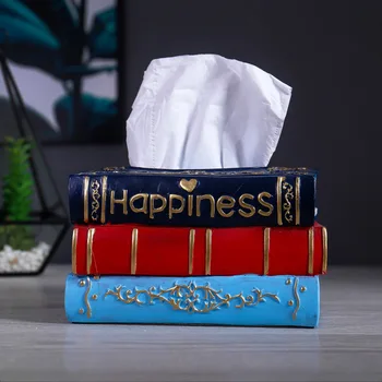 

Retro Living Room Tissue Box Make Old Home Study Bedroom Rectangular Creative Book Resin Tissue Box Decoration