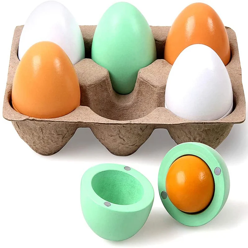LINVINC Set de 3/6 Tazas de Huevos de Madera Juego de Hueveras para Servir Huevos de Cocina Huevos de Desayuno