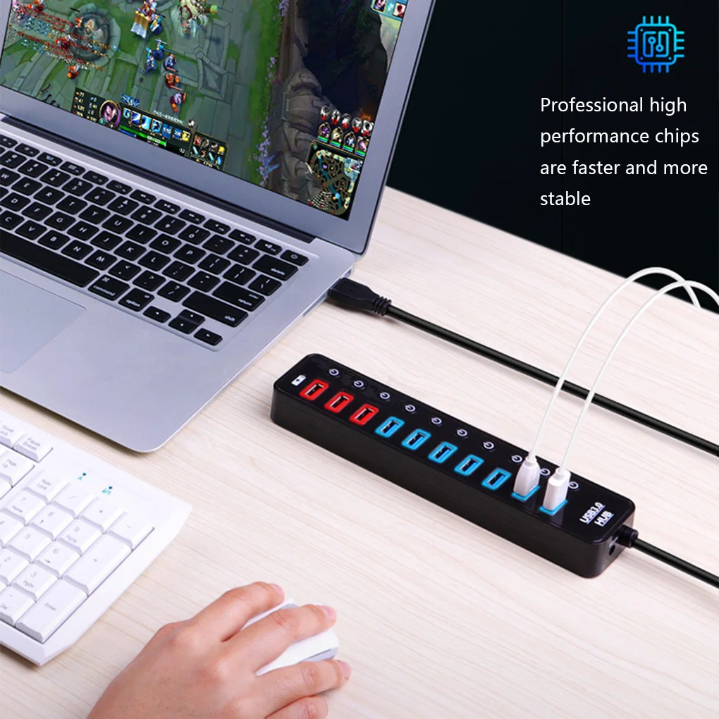 

US Plug 11 Ports USB Splitter 3.0 High Speed Multifunction Computer Socket Hub Laptop Universal Adapter Accessories