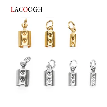 

10Pcs 2.5/3.5/4.5/6mm Stainless Steel Clasps Hooks With Split Fit Leather Cord Bracelet Necklace End Caps DIY Jewelry Findings