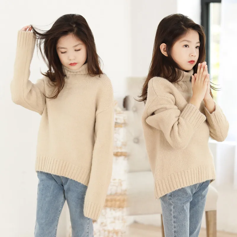 

Girls Warm Sweater Long Sleeve Knit Winter Turtleneck Sweaters for Girl Children Pullover Autumn Kids Top 6 7 8 9 10 11 12 Years
