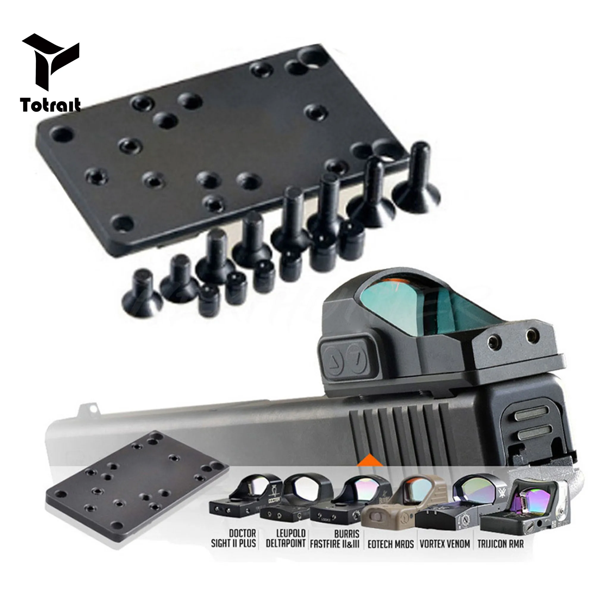

TOtrait Glock Rear Sight Mount Plate Base Mount Fit For Universal Red Dot Sight Pistol for Vortex Venom and Viper RMR MROS Rifle