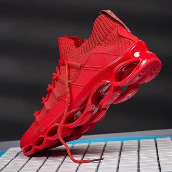 

New Fishbone Blade Shoes Running Sneaker Shoes For Men Big Size Comfortable Sports Men's Red Shoes Jogging Shoes Hombre Trainers
