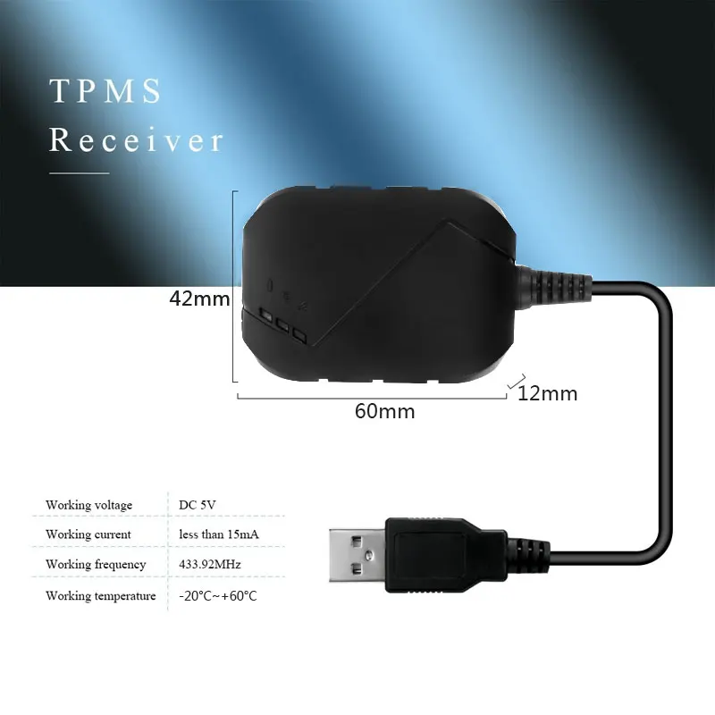 Sensor externo TPMS 4 inalámbrico TPMS sensores de presión de neumáticos USB sistema de alarma para