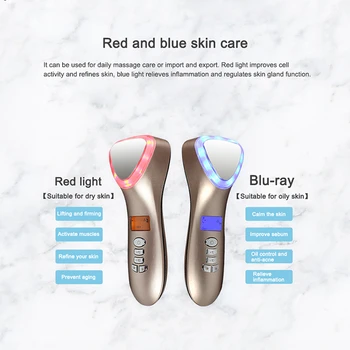 

LED Face Skin Care Device Hot Cold Massager Ultrasonic Cryotherapy Facial Vibration Red Blue Light Ion Beauty Instrument