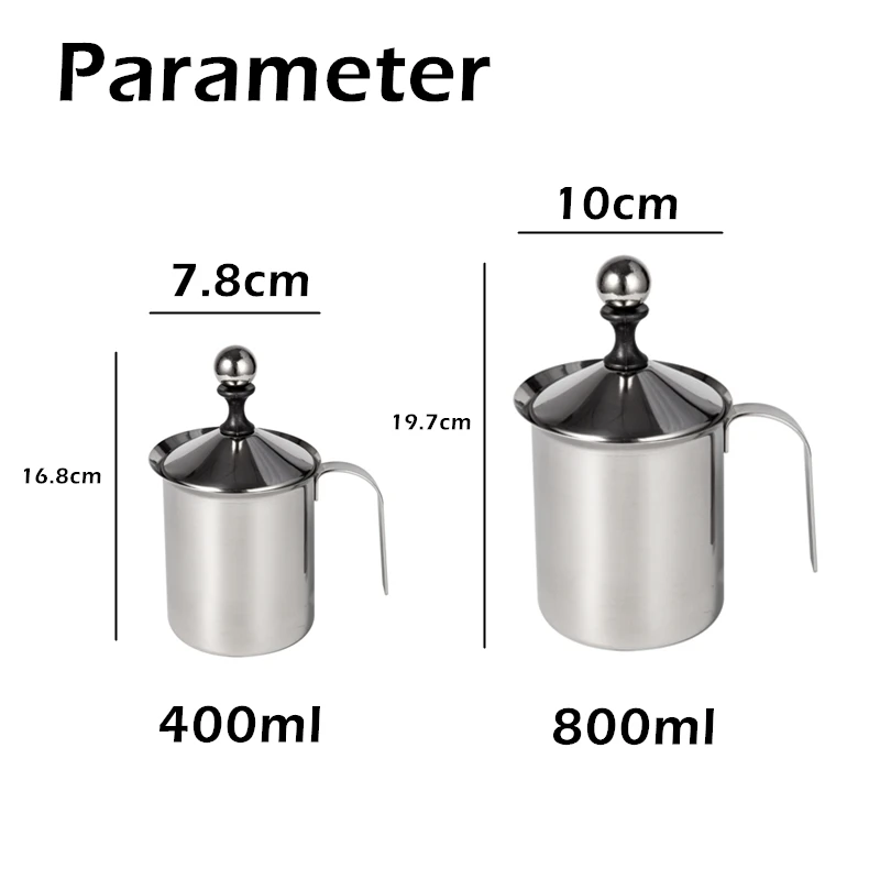 400/800ml Manual Milk Frother Stainless Steel Cappuccino Milk Creamer