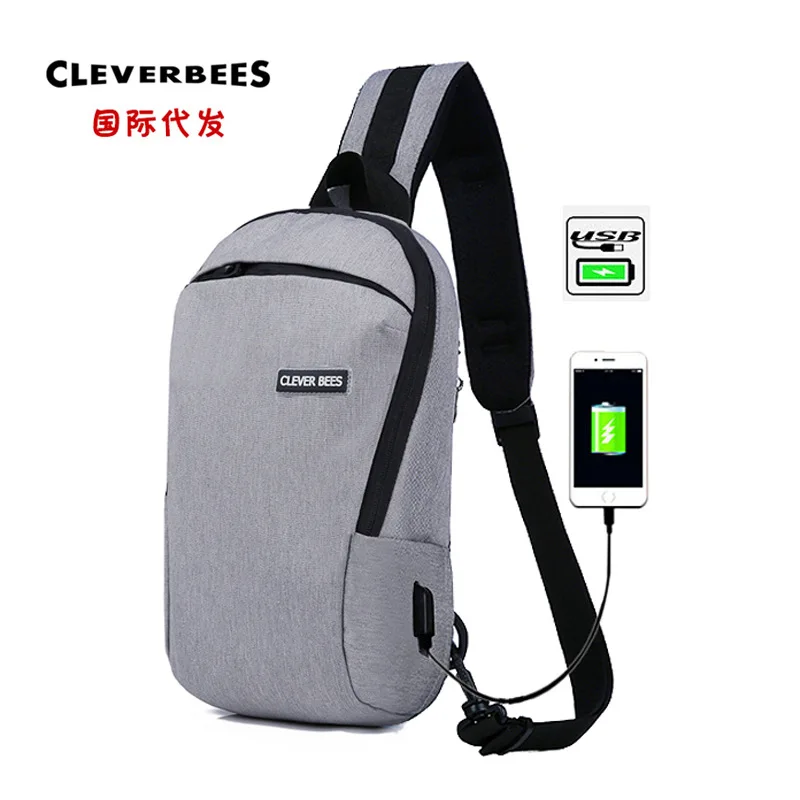 

New Style Canvas Sports Bag Outdoor Charging Multi-functional Chest Pack Manufacturers Customizable Korean-style-Style Crossbody