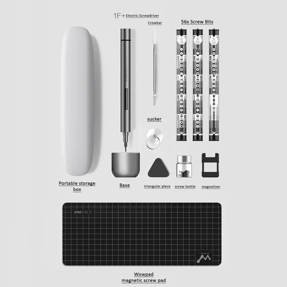 XIAOMI Wowstick 1F Pro электрическая отвертка светодиодный светильник беспроводной шуруповерт xiomi driver kit с литиевой батареей - Цвет: Black