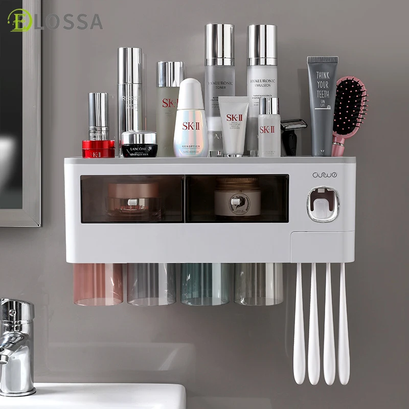 

ELOSSA-Полка для ванной комнаты, соковыжималка для зубной пасты, дозатор, полка для хранения, соковыжималка, набор бытовых принадлежностей