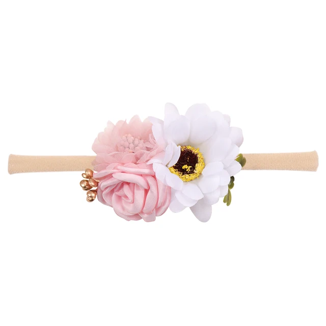 Fashion Florals Flower Headband Newborn Baby Elastic Princess Hairbands Child Kids Pearl Fresh Style Cute Headwear Gifts 26