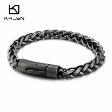 Матовый связывающий браслет-цепочка для мужчин из нержавеющей стали индийский Золотой/Черный витая цепь панк браслет ювелирные изделия