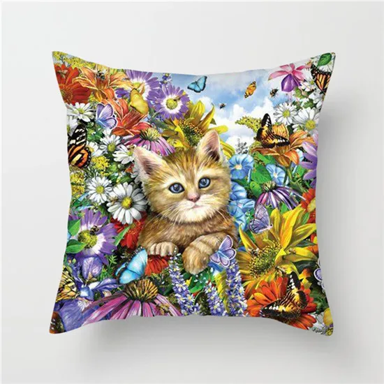 

TTLIFE Cute Cats Throw Pillows Dog Life Pillow Covers Animals Painting Cushion Covers for Home Chair Decor Pillowcases