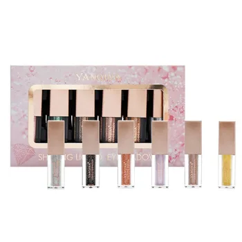 

6-color Waterproof Shiny Glitter Eye Shadow Liquid Long-lasting Eyeshadow Liner Combination