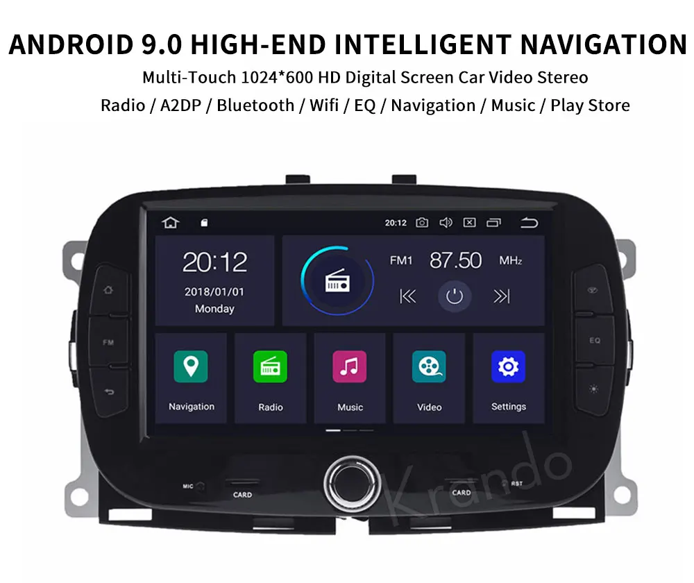 Krando " Android 9,0 для fiat 500- автомобильный Радио dvd-плеер навигация мультимедийный плеер с bluetooth