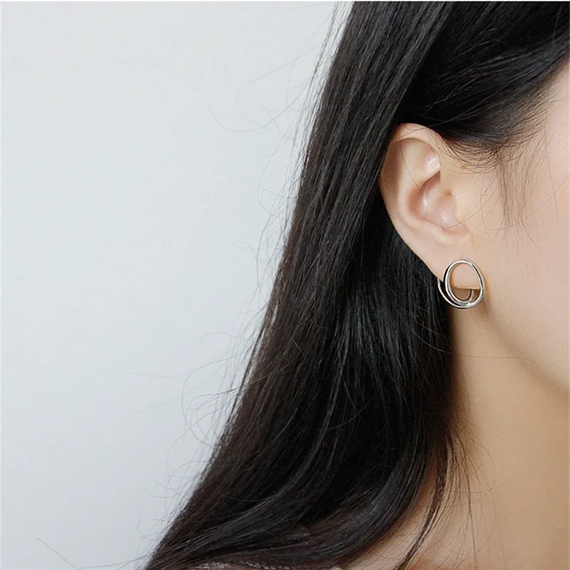 ying Vahine 925 Sterling Silver Korean Style Irregular Lines Stud Earrings for Women