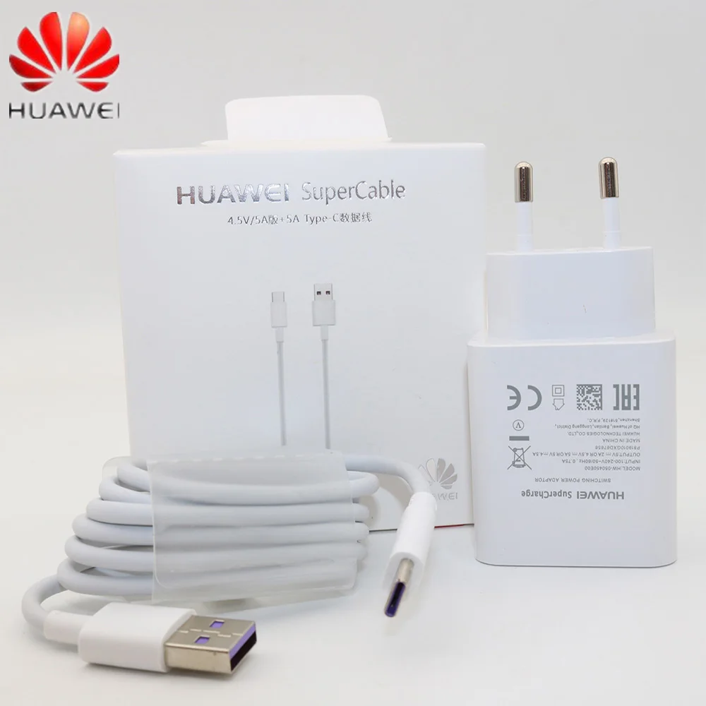 Оригинальное супер зарядное устройство HUAWEI для путешествий быстрое зарядное устройство QC 3,0 5A usb type C кабель HUAWEI P10 Plus P20 Pro MATE 9 10 Pro адаптер