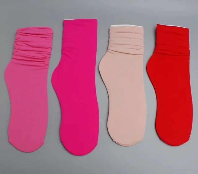 4 пары, женские носки неонового цвета, летние шелковые тонкие длинные носки ярких цветов для девочек - Цвет: 14