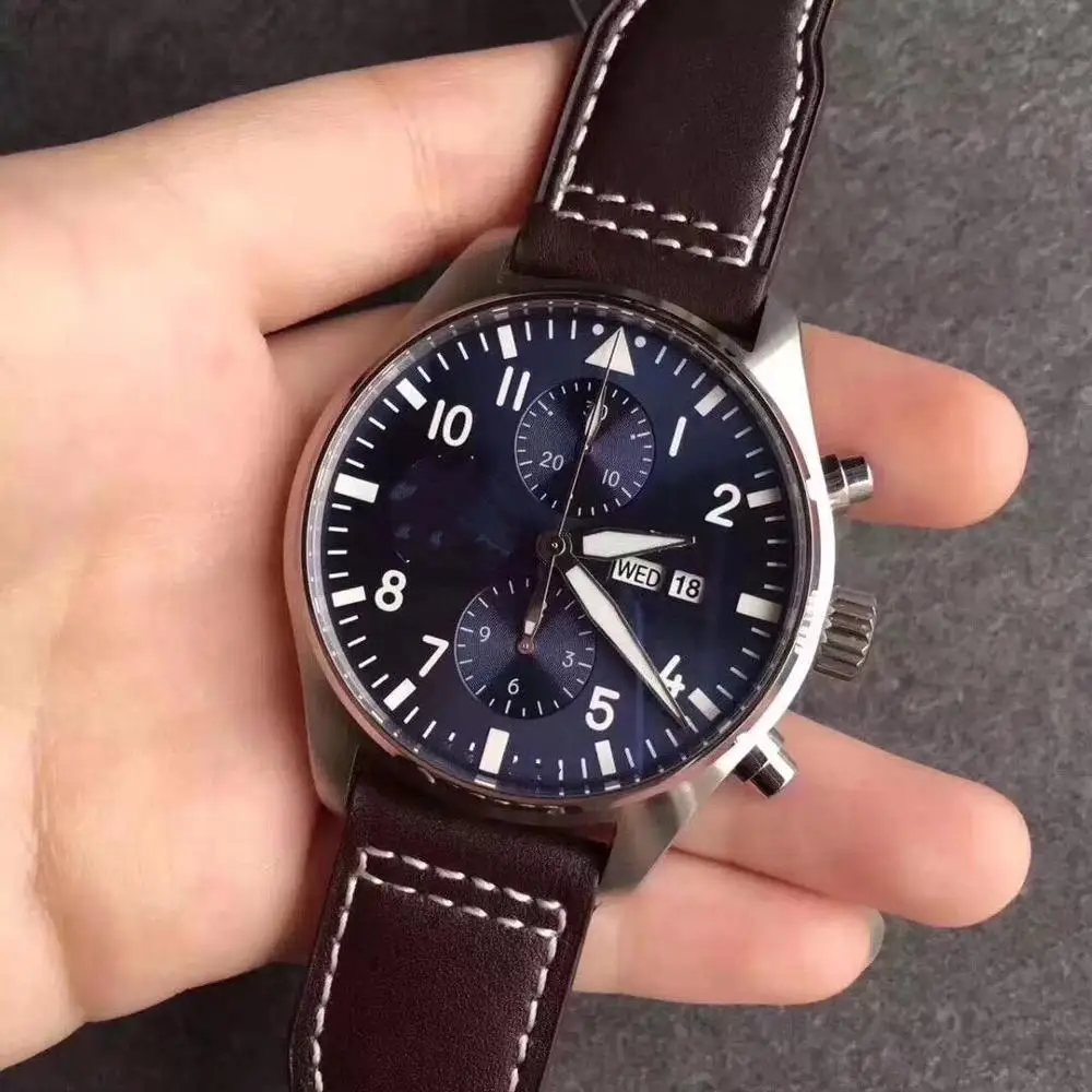 

43MM Luxury brand Watch Men Automatic Mechanical Pilot Military chronograph Resistant Automatic Movement Wristwatch