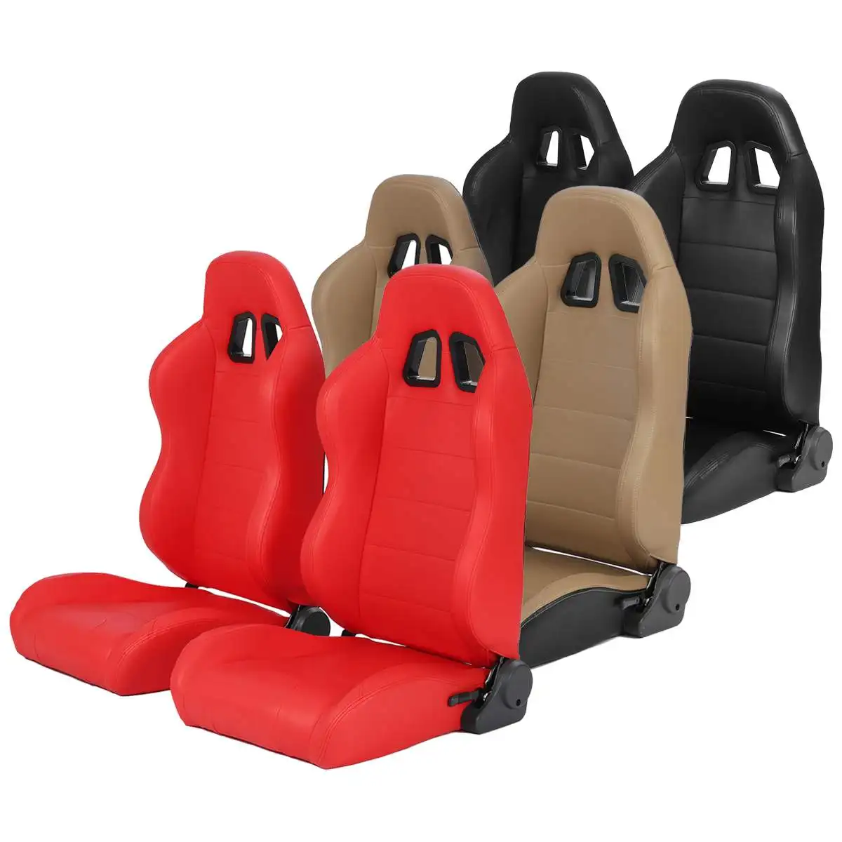 2x Universal Car Seat PVC Leather Racing Seat Car Auto Adjustable