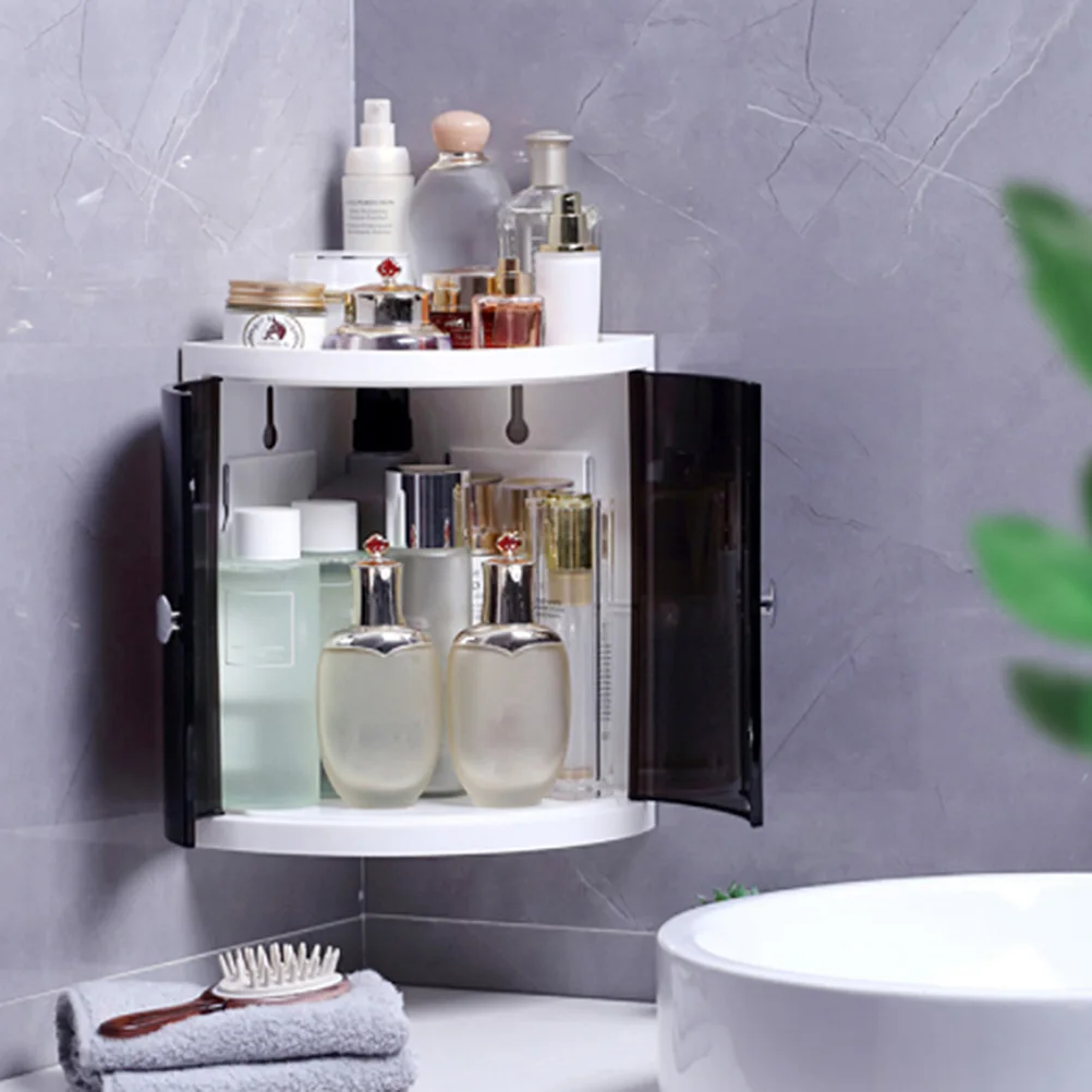 1 Set Bathroom Shelf Plastic Triangle Storage Rack Wall-Absorbing Cosmetic Storage Box Free Punching Bathroom Accessories