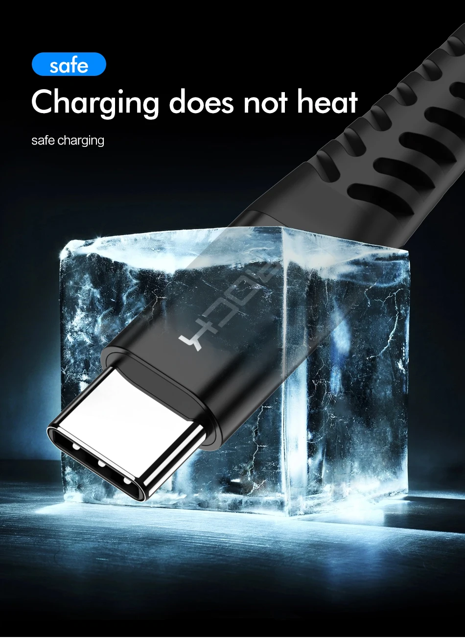 ROCK QC3.0 usb type C кабель для быстрой зарядки type-C кабель для samsung Galaxy Xiaomi huawei мобильный телефон USB-C кабель зарядное устройство провод шнур
