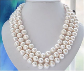 

Natural 9-10mm WHITE FRESHWATER Cultured PEARL NECKLACE 50"