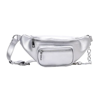 

PU leather bags for women 2020 solid color double zipper women's Waist Bag Messenger Bag crossbody bags for women sac banane