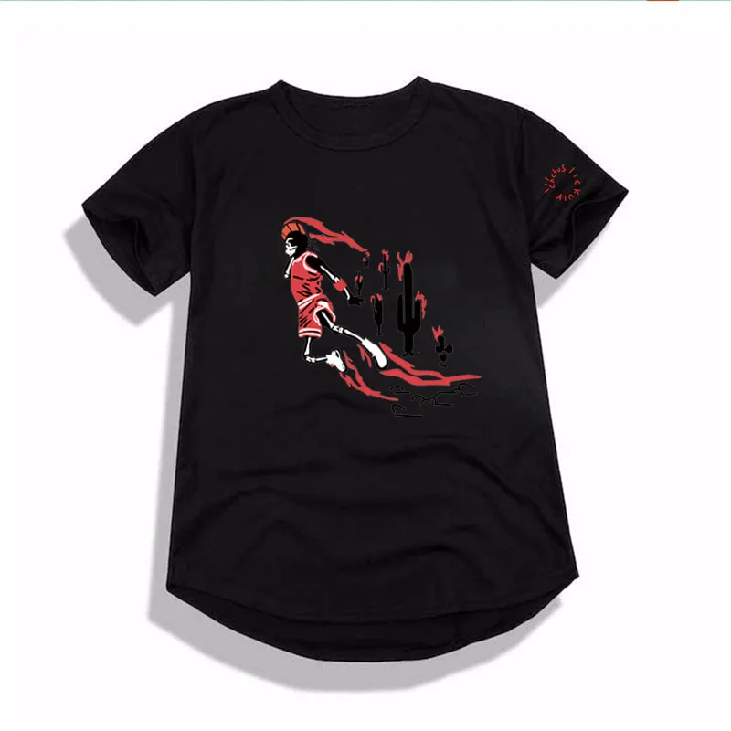 Футболка High Street для мужчин и женщин в стиле хип-хоп, футболка Трэвиса Скотта, брендовая футболка Jordan X Travis Scotts, хлопковые удлиненные Топы
